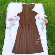NWT No Boundaries Size Medium Brown Knit Medium Dress Sweater New Boho