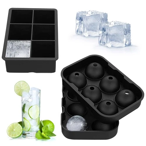 2 Pieces Ice Cube Tray, Large ice Cube Moulds Silicone Sphere Moulds, Big Ice