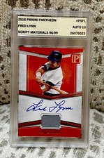 Fred Lynn 2016 panini Pantheon #PSFL Scripts Materials game worn &amp; on card auto 