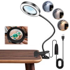 10X Magnifying Glass with Light, 2 in 1 Magnifying Desk Lamp Clip on Mganifie...