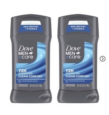 2 X Dove Men Care Clean Comfort 72 Hour Odor Protection Deodorant Stick 3 oz