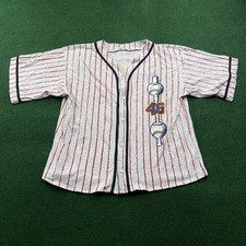 Vintage Pinstripe Baseball Shirt Mens XL Gray 80S 90S Baseball Jersey USA MADE