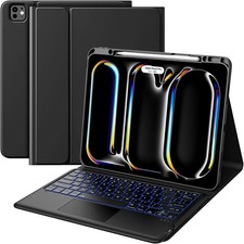 Wireless Magic Keyboard Case for Apple Ipad Pro 13-Inch M4 2024: Smart Multi-T