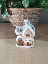 Ceramic Beige Village Cottage House TII Collections Tea Light Candle Holder