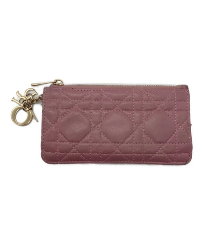 Christian Dior Porte Monnaie Porte Carte Portefeuille Compact Rose Authentique