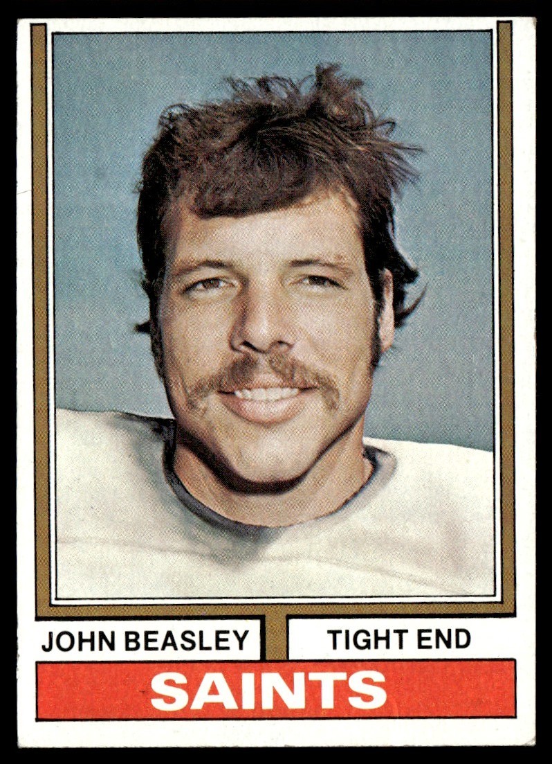 1974 Topps Card Baseball John Beasley RC New Orleans Saints #16 EX