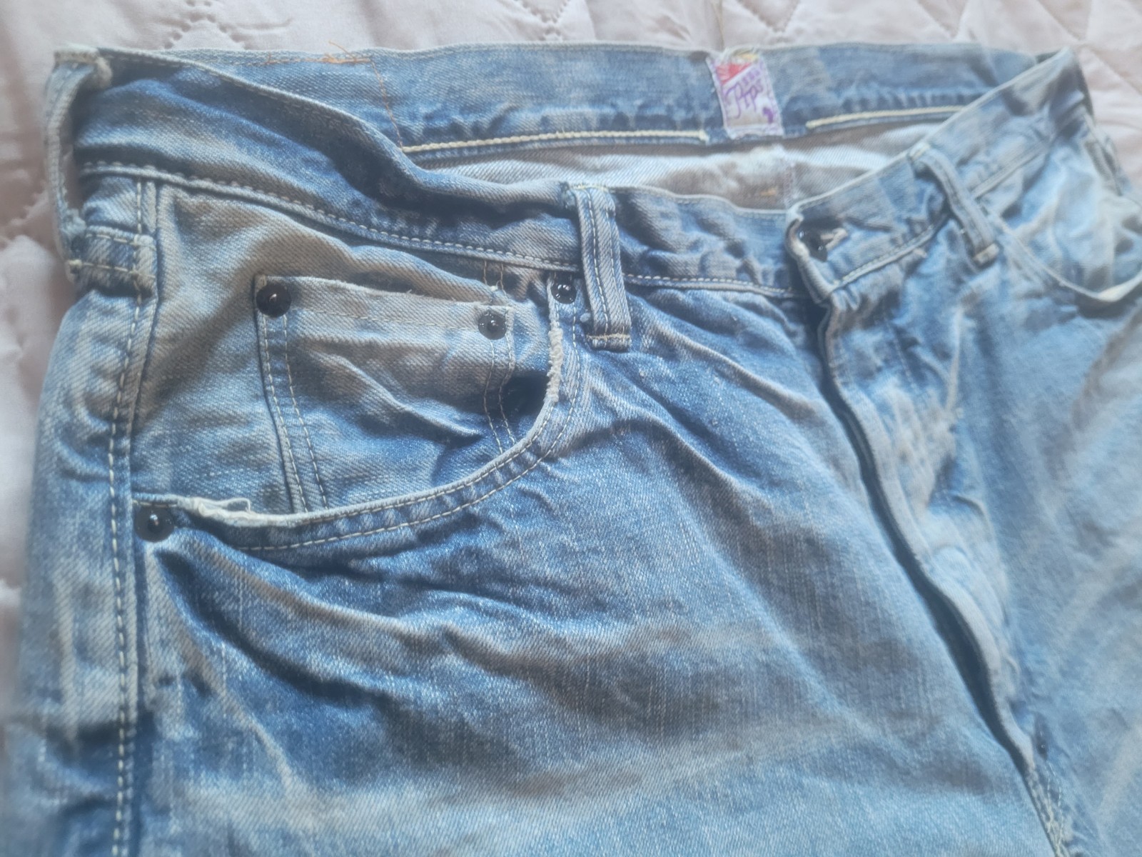 Rare PRPS Mainline Sz 38 L Japan Selvedge Light Wash Purple Line Wide Str8 Leg