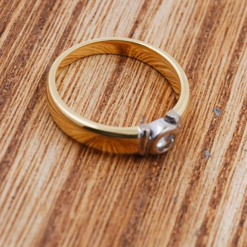 Solitär Ring 585 Gold 14 Karat Bicolor Diamant Brillant Damen Größe 55 Wert 990, - Bild 4 von 4