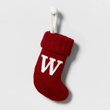 Letter W Knit Monogram Mini Stocking Red Wondershop Xmas Holiday Target 8"