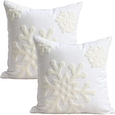 Elife 18x18 Soft Canvas Christmas Winter Snowflake Style Cotton Linen White 
