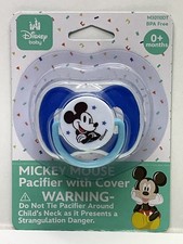 NEW Disney Baby Mickey Mouse Blue Pacifier With Cover Infant 0 months up