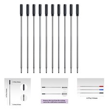 Black Ink Refills 10 Pack Replaceable Pen Refills 1mm Medium Tip for Ballpoint