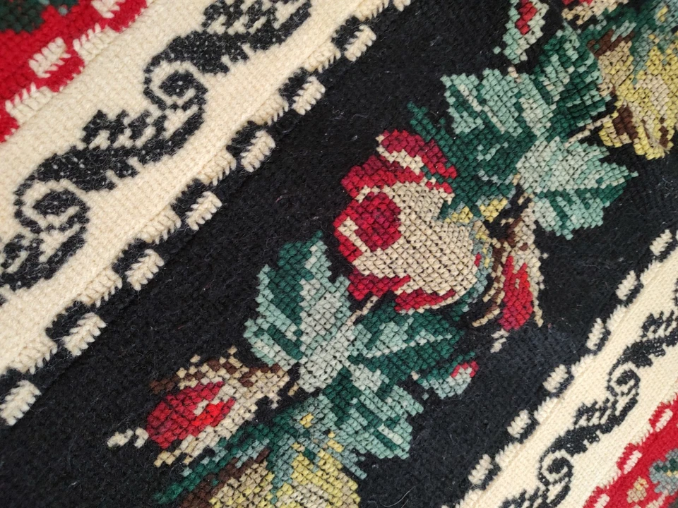 Manta de Lana Tunecina Crochet Punto de Cruz Abuela Tiro Dramático Floral Foto 2 de 4