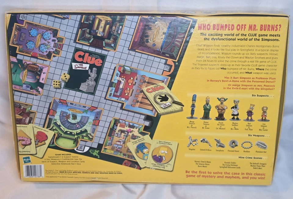 Parker Bros The Simpsons Clue 2002 juego de detectives clásico segunda edición completo Foto 2 de 4