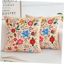 Floral Pillow Covers 18x18 Set of 18" x 18" Pack of 2 Beige  Light Pink