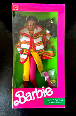 VINTAGE Barbie 1st Edition 1990 Christie 9407 United Colors Benetton NRFB ~ NEU