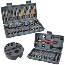 Pin Punch Set 40PCS Steel Brass, Mechanical Repair Tool with Hammer & Bench B...