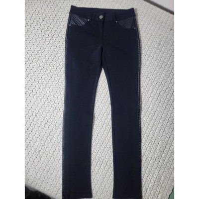 RD Style Womens Black Quilted Faux Leather Trim Leggings Slim Fit Pants M 20W036