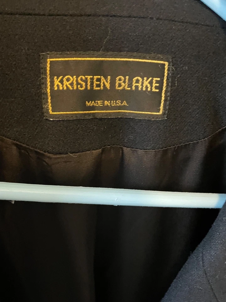 Abrigo Largo Kristen Blake Lana Merino Doble Pecho, Negro, Forrado, Talla Grande 20W Foto 4 de 4