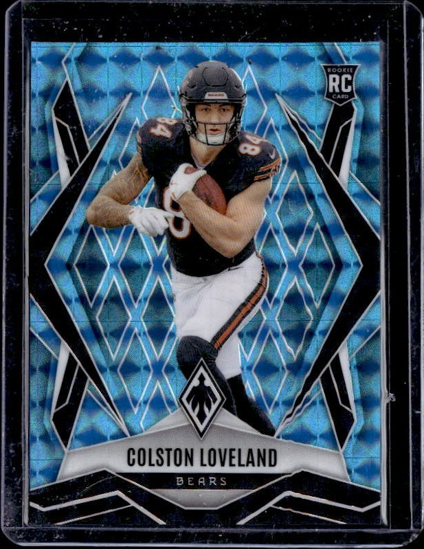 2025 Panini Phoenix Rookie Colston Loveland #179 Light Blue Pyramids /385 Bears