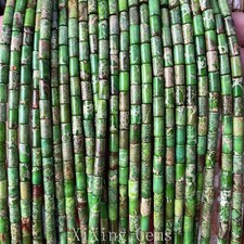 4x8mm Green Cylinder Tube Natural Sea Sediment Jaspers Beads for Jewelry Making