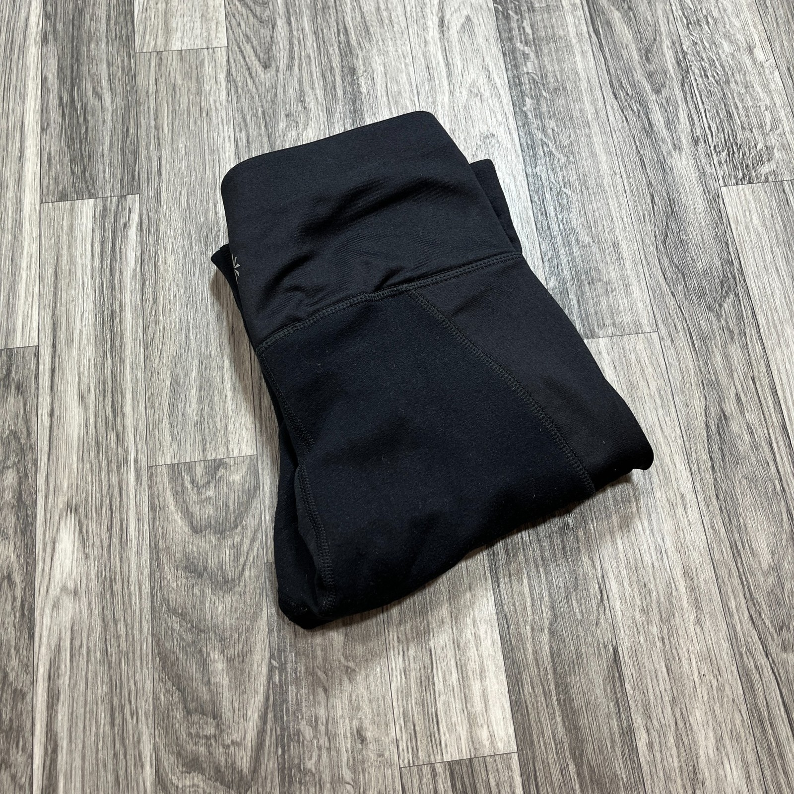 ATHLETA Womens Stretch Waist Mid Rise Black Thermal Leggings Size S Activewear