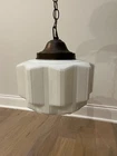 Antique Milk Glass Hanging Lamp and crown