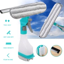 2 in 1 Home, Car Window Windshield Cleaning Kit Mirror Wiper Cleaner Glass Brush