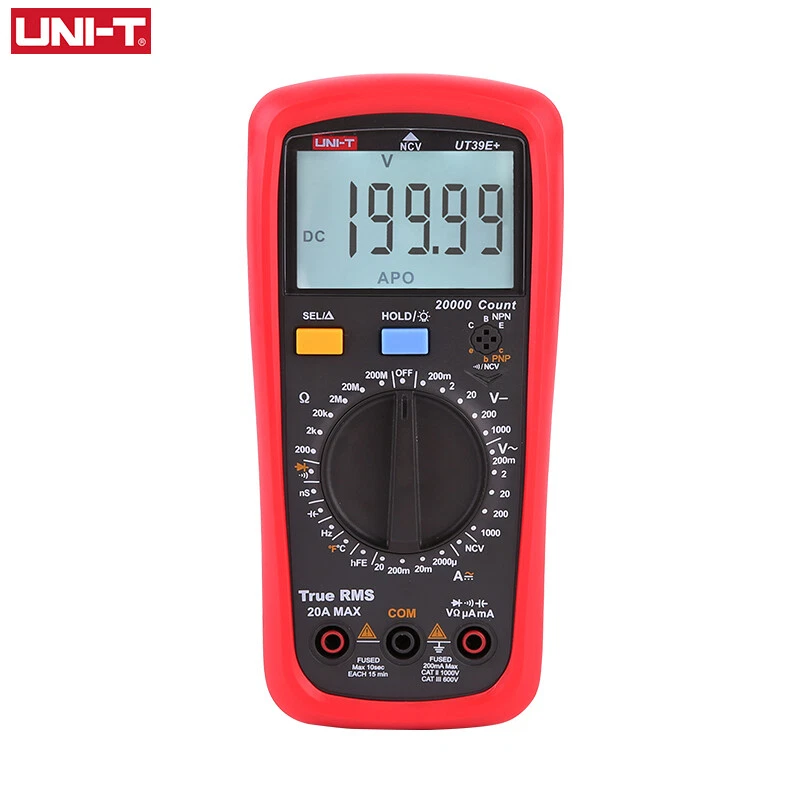 UNI-T UT39E+ True RMS Digital Multimeter 1000V/20A Volt Amp NCV Ohm Temp Tester - Image 2 of 4