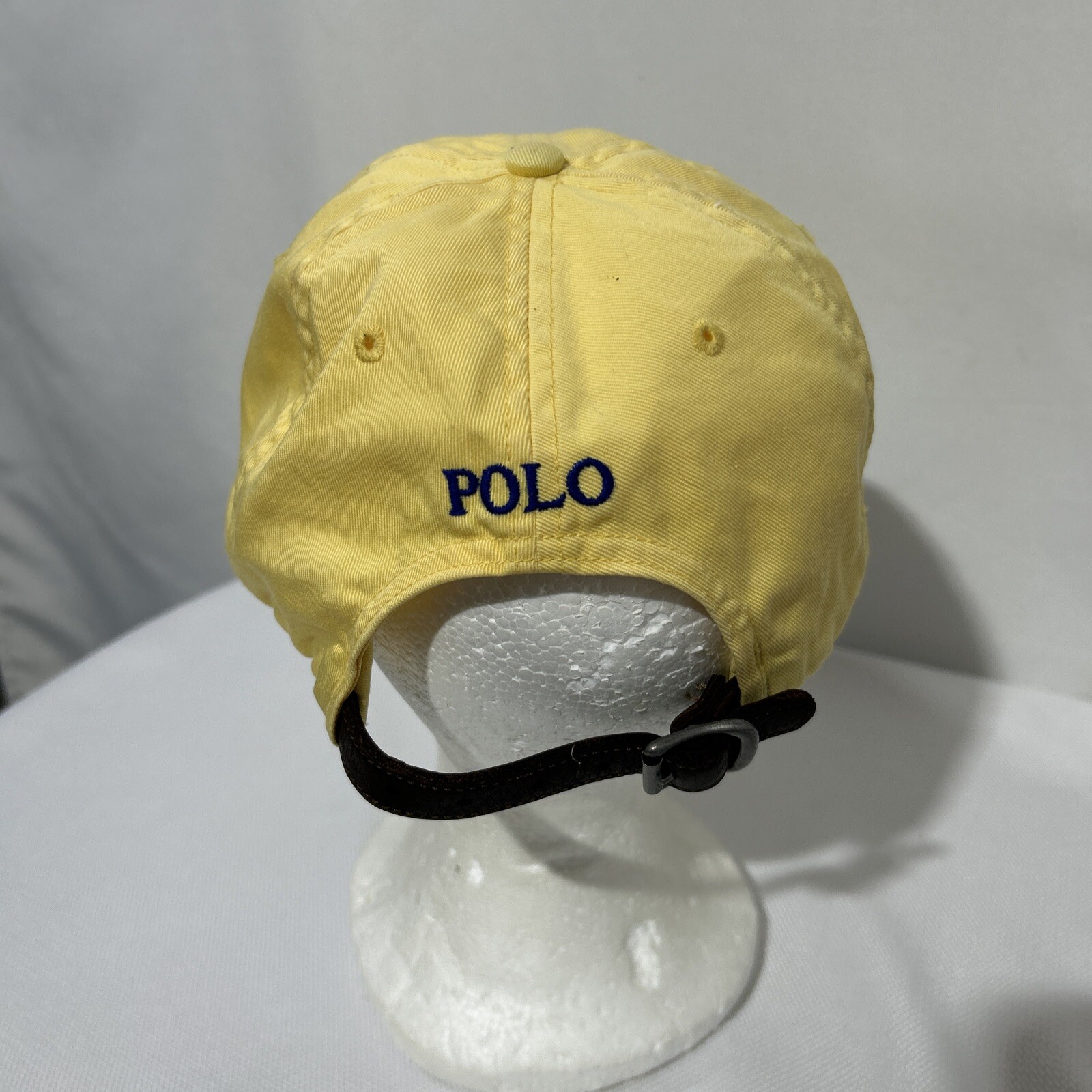 Cappello Polo Ralph Lauren in pelle con cinturino giallo taglia unica berretto pony