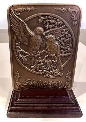 1990 Madison “Anniversary” For Lovers Gerald C Henry Bronze 14 oz Plaque - Picture 3 of 5