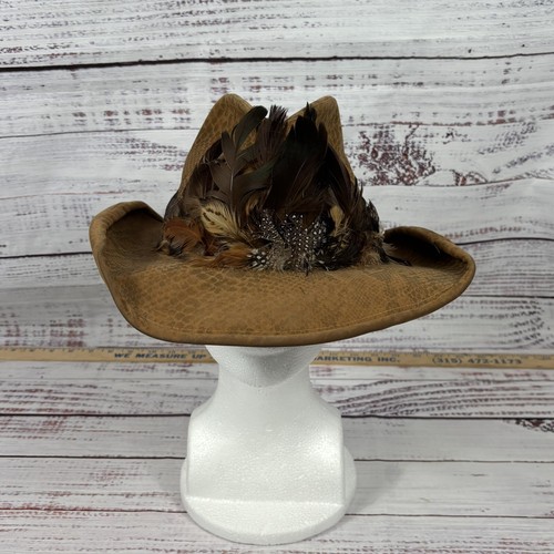 Vintage HUSH PUPPIES HAT SUEDE Feather Band Made in USA Super Condition Size M - Picture 2 of 13