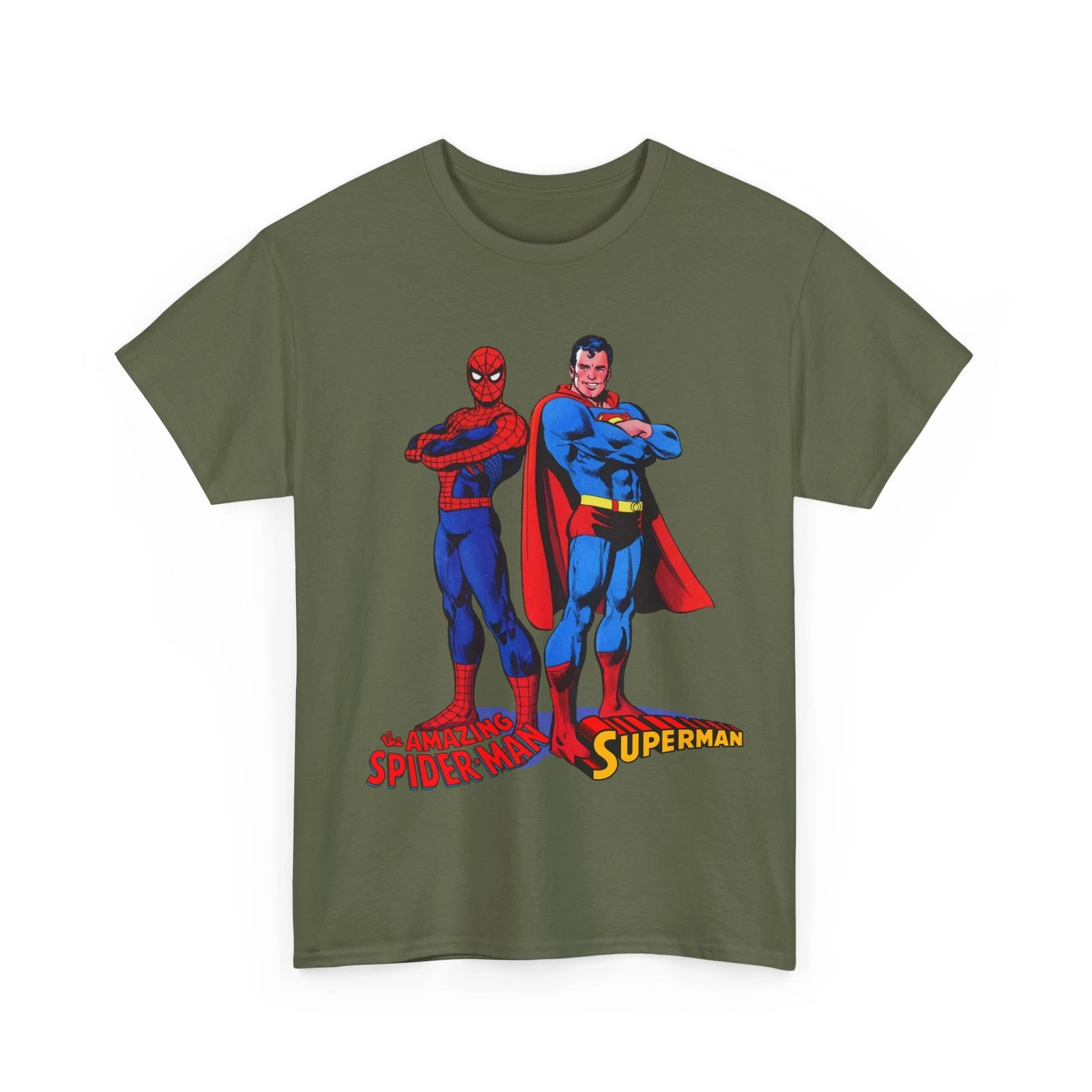 Amazing Spider-man, Superman T-Shirt - 1970s D.C Comics & Marvel Team-Up
