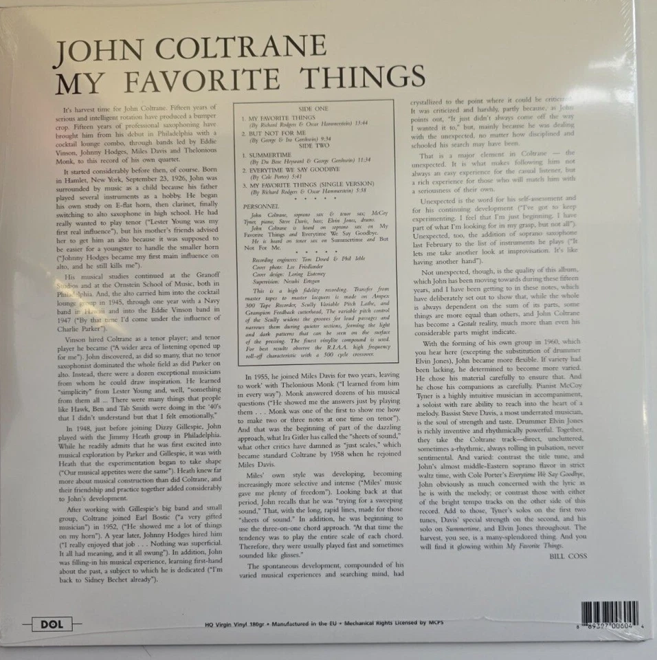 John Coltrane My Favorite Things LP Album vinyl record limited blue reissue 2017 - Image 3 of 4