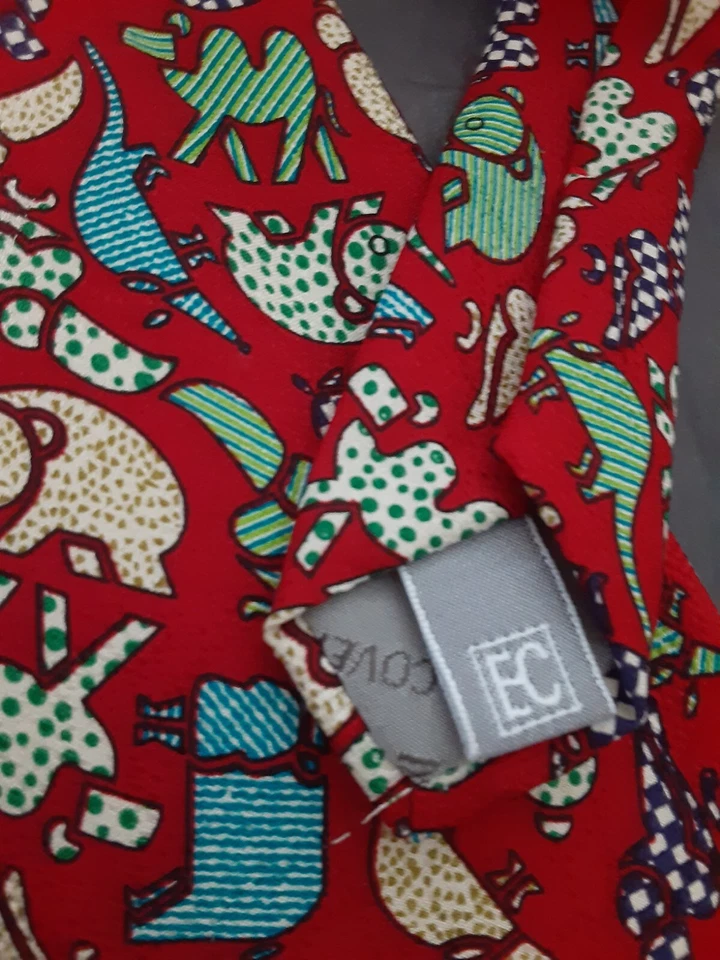 Enrico Coveri "You Young" 复古男式领带熊猫熊多色 EC105036 — 第 3/4 张图片