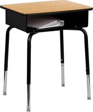 LOT OF 2 Student Desk - Natural Open Front Metal School Desk - 24"W x 18"D