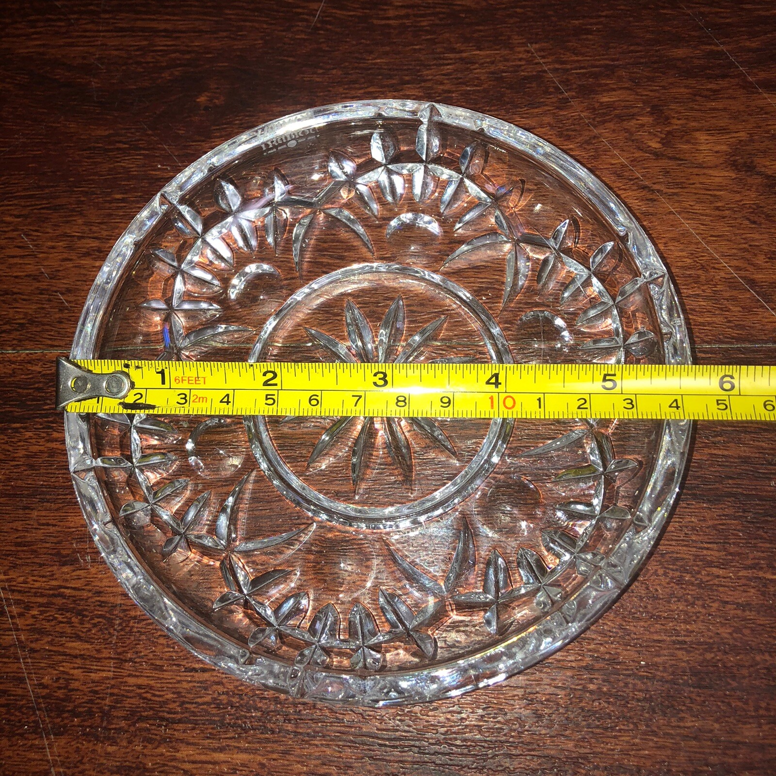 BOMBAY CRYSTAL CUT GLASS CANDY DISH w/ STARBURST PATTERN LID (55/8" x