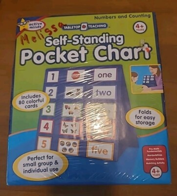 Tabletop Teaching Self-Standing Folding Pocket Chart - 80 Cards Numbers 3+ 