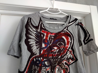 トップス Balmain T-shirt 2011 BALMAIN Printemps 2011 Graffiti Crest Top T-Shirt Gray Cotton