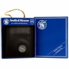 Smith & Wesson Trifold Wallet, Leather Men's RFID Black