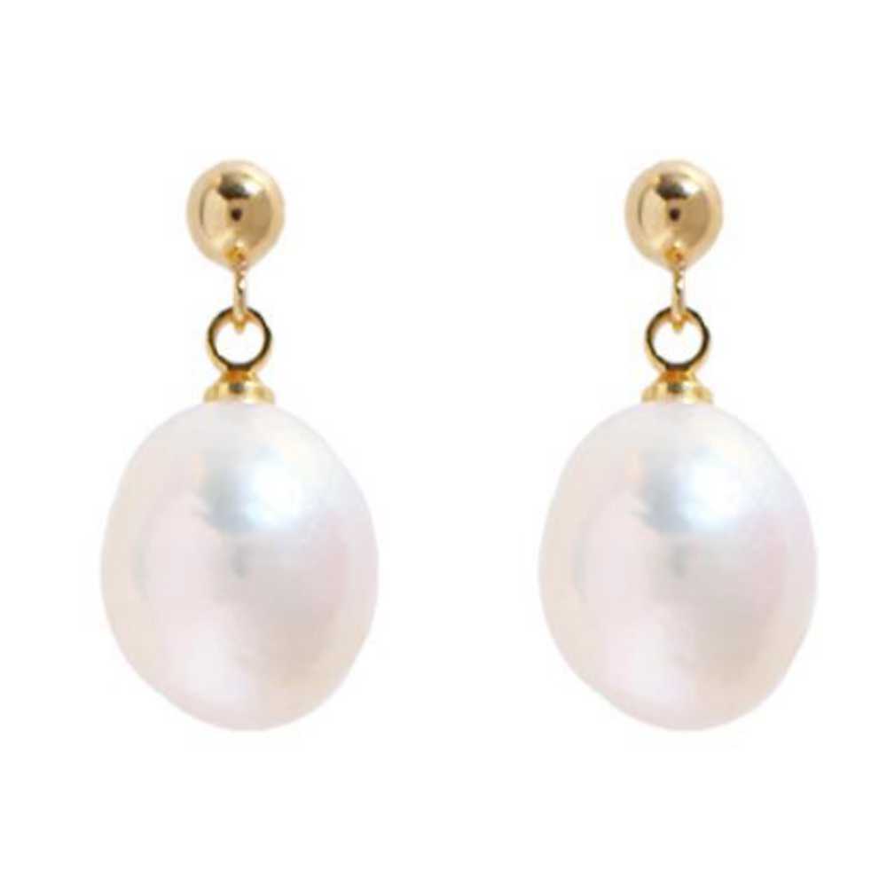 10-11MM Natural White Baroque freshwater pearl Earrings Ear