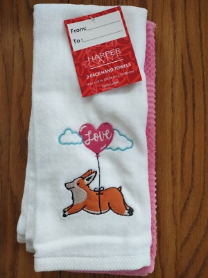 Harper Lane 2 Pack Hand Towels '' Love'' Valentine's Day