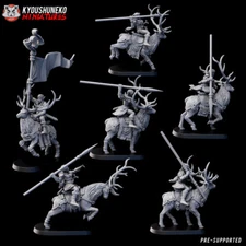x5 Wood Elf Deer Sisters - Kyoushuneko Miniatures  Wood Elf Army Deer Riders