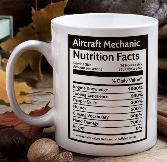 Aircraft Mechanic Nutrition Facts Coffee Mug Aviation Cup Gift for Coworker  Boss