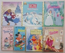 Lot of 7 Little Golden Books from the 1990's Disney, Barbie