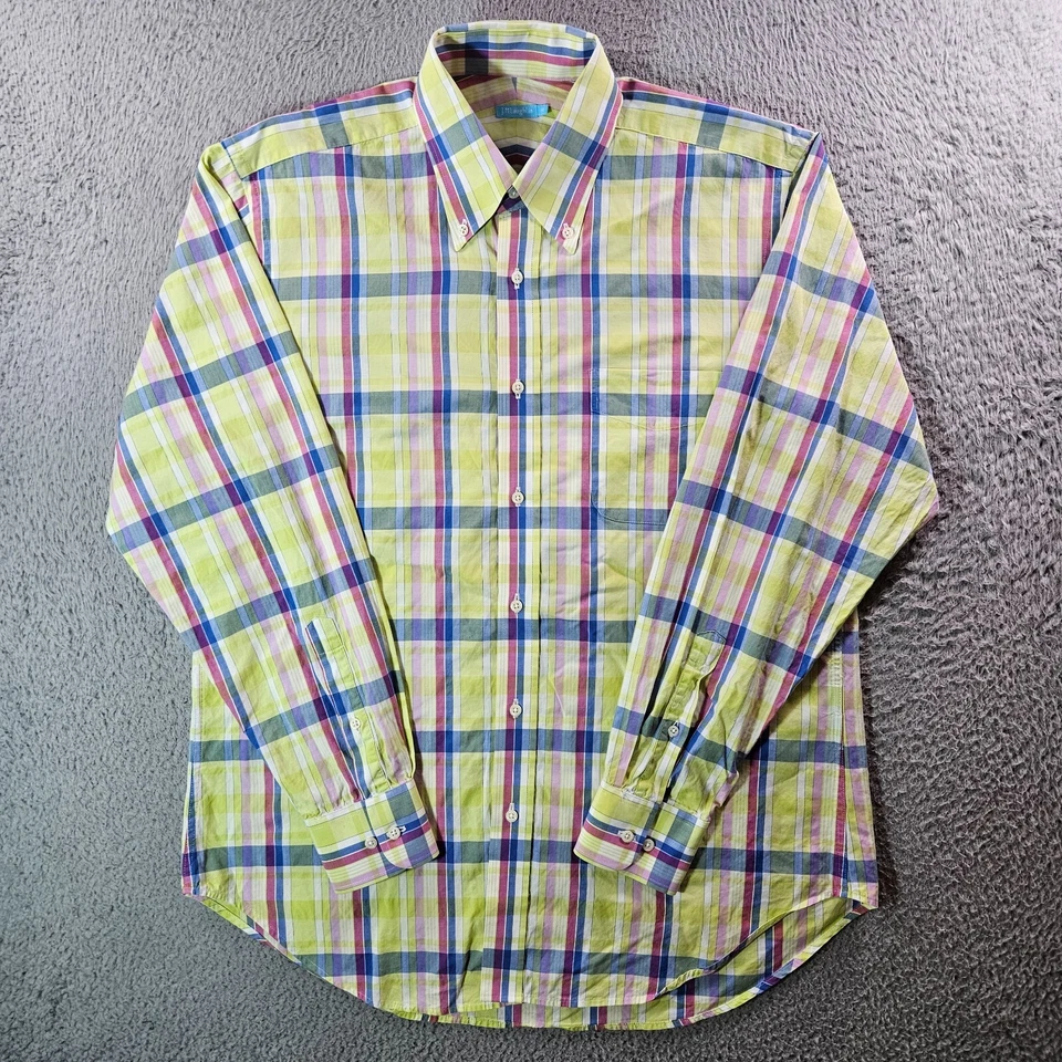 J McLaughlin Shirt Men Medium Button Up Long Sleeve Colorful Multicolor Plaid - Image 2 of 4