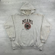 Vintage 90s Miami Hurricanes Sweatshirt Size XL Gray Hoodie NCAA University
