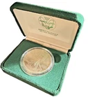 1989 Uncirculated Silver Eagle & Original Box Green Clamshell Case