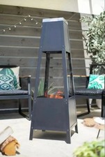 Tall Modern La Hacienda Silver Top Chimenea / Log Burner 1.2m Large Garden Patio