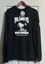 PEANUTS SNOOPY WOODSTOCK RECORDS HOODIE DOUBLE SIDED NEFF MEDIUM